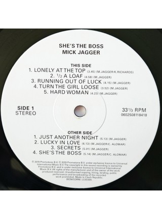 35016709	 	 Mick Jagger – She's The Boss	"	Pop Rock "	Black, 180 Gram, Half Speed Mastering	1985	" 	Universal Music Group International – 0602508118418"	S/S	 Europe 	Remastered	06.12.2019