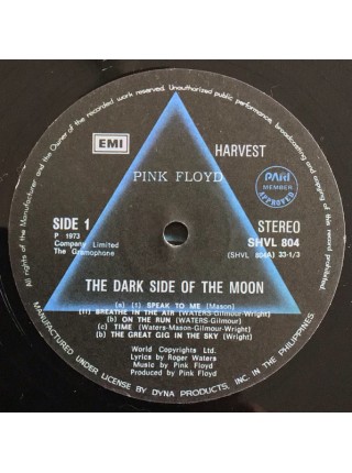1403347		Pink Floyd - The Dark Side Of The Moon,   Unofficial Release	Psychedelic Rock, Prog Rock	1973	Harvest – SHVL 804	EX+/NM	Philippines	Remastered	###