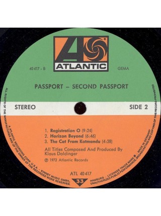 1403353		Passport – Second Passport	Rock, Jazz-Rock, Fusion	1972	Atlantic – ATL 40 417	EX+/NM	Germany	Remastered	1972