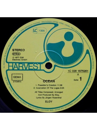 1403323		Eloy – Ocean  	Prog Rock	1977	Harvest – 1C 038 1575261, Fame – 1C 038 1575261	NM/EX+	Germany	Remastered	Unknown