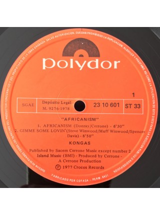 1403710		Kongas – Africanism	Electronic, Disco, Funk/Soul 	1978	Polydor – 23 10 601	NM/NM	Spain	Remastered	1978