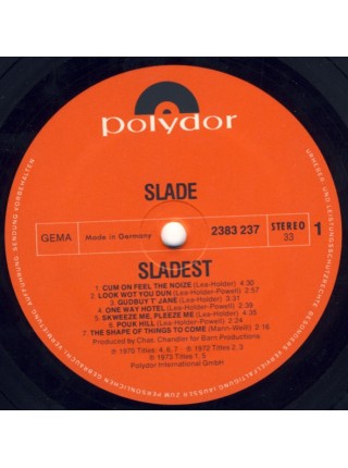600334	Slade – Sladest		1973	Polydor – 2383 237	EX+/EX+	Germany