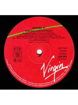 800040	Heaven 17 – Teddy Bear, Duke & Psycho	Electronic,Synth-pop	1988	"	Virgin – 209 254, Virgin – 209 254-630"	EX/EX	Germany