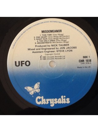 1400590	UFO - Misdemeanor	1985	Chrysalis ‎– CHR 1518	NM/NM	UK
