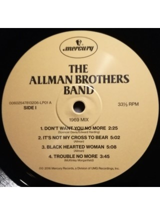 35003282		 The Allman Brothers Band – The Allman Brothers Band  2lp	" 	Blues Rock, Southern Rock"	Black, 180 Gram, Gatefold	1969	" 	Mercury – 00602547813190"	S/S	 Europe 	Remastered	2016