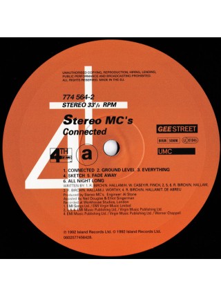 35003466	 Stereo MC's – Connected	" 	Acid Jazz, Trip Hop, Funk"	1992	" 	4th & Broadway – 774 564-2"	S/S	 Europe 	Remastered	31.05.2019