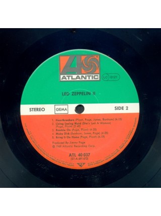 1402030		Led Zeppelin ‎– Led Zeppelin II 	Classic Rock	1969	Atlantic – 40 037, Atlantic – ATL 40 037, Atlantic – SD 8236	EX/EX	Germany	Remastered	1979