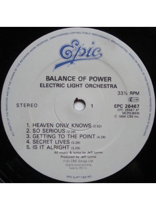500318	Electric Light Orchestra – Balance Of Power	1986	Epic – EPC 26467	EX/EX	Europe
