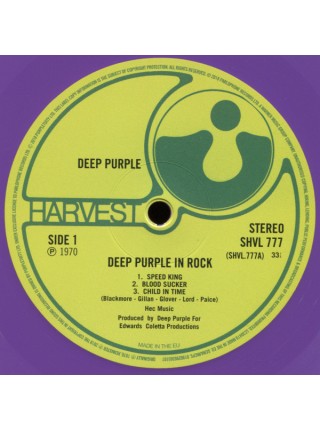 161263	Deep Purple – Deep Purple In Rock , Purple	"	Hard Rock"	1970	"	Harvest – SHVL 777, Harvest – 0190295565107"	S/S	Europe	Remastered	2018