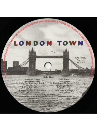 161268	Wings  – London Town, Poster	"	Pop Rock"	1978	"	MPL (2) – PAS 10012, MPL (2) – 0C 064-60 521"	NM/NM	England	Remastered	1978