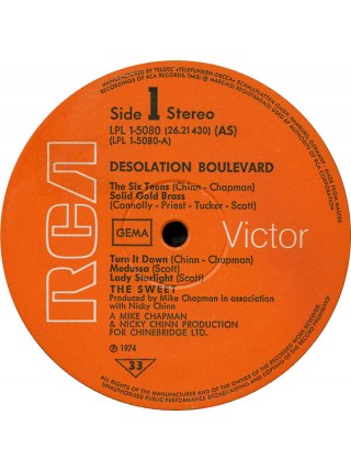 600337	Sweet – Desolation Boulevard		1974	RCA Victor – LPL 1-5080	NM/NM	Germany