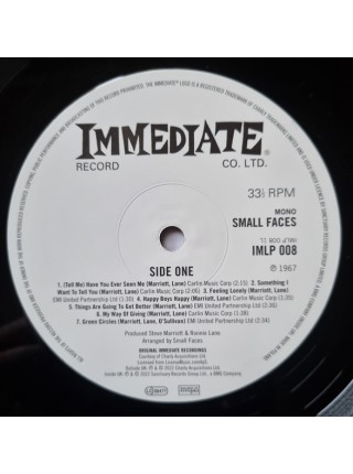 35004657		 Small Faces – Small Faces	" 	Mod, Psychedelic Rock"	Black, 180 Gram, Mono, Limited	1967	" 	Immediate – IMLP 008"	S/S	 Europe 	Remastered	2022