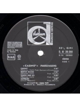 1402066	Passengers – Casino	Electronic, Italo-Disco	1981	Durium – D. AI 30-380, Durium – DAI 30-380	EX/EX	Italy