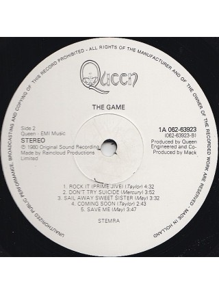 1402082	Queen ‎– The Game	Pop Rock	1980	EMI – 1A 062-63 923, EMI – 1A 062-63923	NM/EX	Netherlands