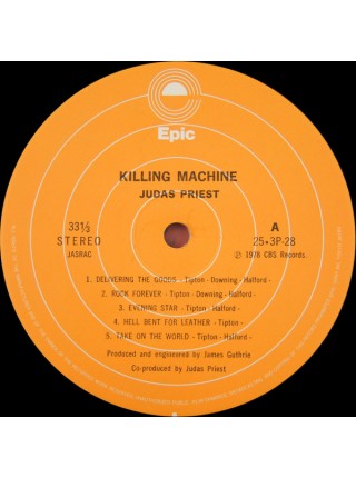 1403676		Judas Priest ‎– Killing Machine,  no OBI	Hard Rock, Heavy Metal	1978	Epic ‎– 25·3P-28	NM/NM	Japan	Remastered	1978