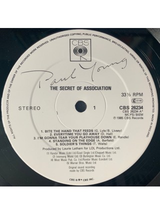 500731	Paul Young – The Secret Of Association	"	New Wave, Pop Rock, Soul"	1985	"	CBS – CBS 26234"	NM/EX+	Europe