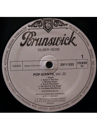600343	Shocking Blue – Pop Giants, Vol. 22			Brunswick – 2911 533	EX+/EX+	Germany