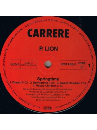 500445	P. Lion – Springtime	1984	Carrere – 823 400-1	EX/EX	Germany