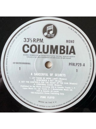 35000103		Pink Floyd – A Saucerful Of Secrets 	" 	Space Rock, Psychedelic Rock"	180 Gram Black Vinyl	1968	" 	Pink Floyd Records – PFRLP29	S/S	 Europe 	Remastered	"	13 апр. 2019 г. "