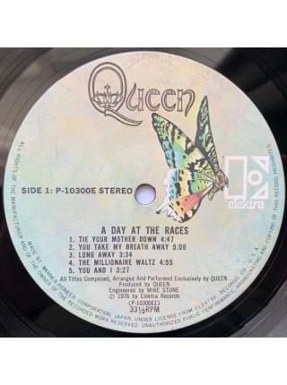 1404357		Queen ‎– A Day At The Races	Hard Rock, Prog Rock, Arena Rock	1976	Elektra – P-10300E	NM/NM	Japan	Remastered	1976