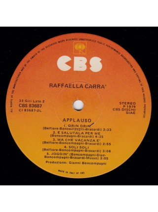 1402087	Raffaella Carra ‎– Applauso	Chanson, Europop, Vocal	1979	CBS – CBS 83687	S/S	Italy