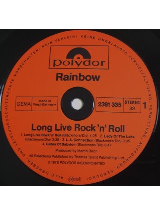 1402090	Rainbow – Long Live Rock 'N' Roll	Hard Rock	1978	Polydor – 2391 335	NM/EX	Germany