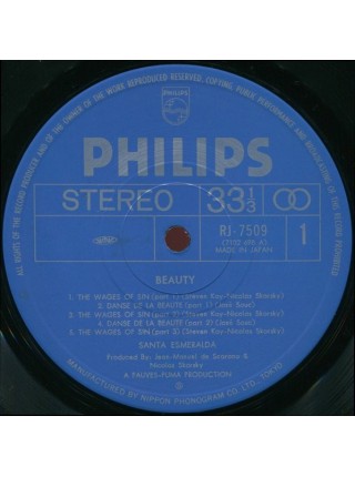 1402108	Santa Esmeralda – Beauty   Obi, Promo Copy	Funk/Soul,  Disco	1978	Philips – RJ-7509	NM/NM	Japan