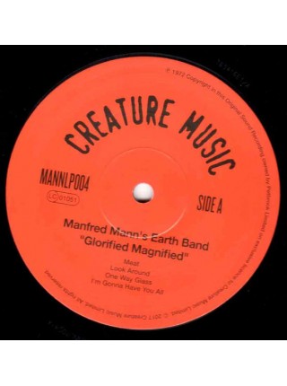 33000837	 Manfred Mann's Earth Band – Glorified Magnified	 Prog Rock, Classic Rock	 Альбом, переиздание	1972	" 	Creature Music Ltd. – MANNLP004"	S/S	 Europe 	Remastered	26.01.18