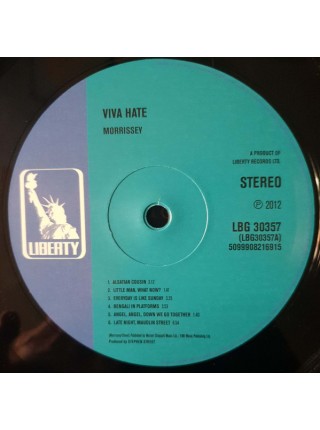 35000156	Morrissey – Viva Hate 	" 	Indie Rock"	1988	Remastered	2020	 Liberty – LBG 30357, Liberty – 5099908216915	S/S	 Europe 