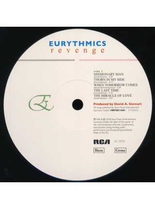 35000136	Eurythmics – Revenge 	" 	New Wave"	Album	1986	" 	RCA – 19075811641"	S/S	 Europe 	Remastered	"	6 июл. 2018 г. "