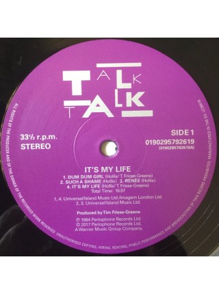 35002471		 Talk Talk – It's My Life	" 	Synth-pop"	Black	1983	" 	Parlophone – 0190295792619"	S/S	 Europe 	Remastered	13.10.2017
