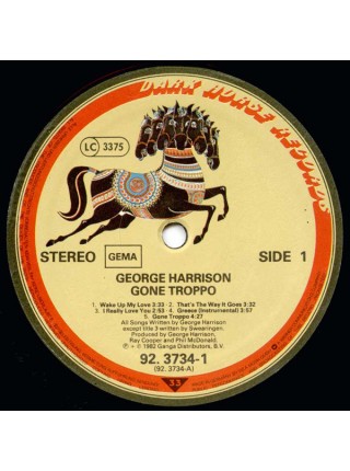 500849	George Harrison – Gone Troppo	"	Pop Rock"	1982	"	Dark Horse Records – 92.3734-1"	NM/NM	Germany