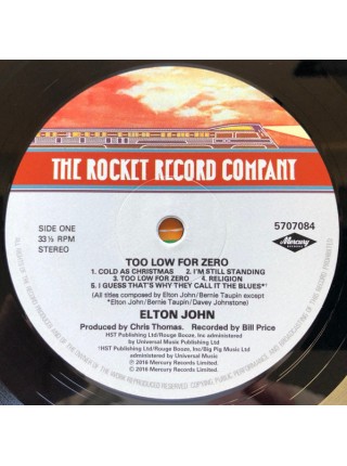 35006429	 Elton John – Too Low For Zero  2lp	" 	Pop Rock"	1983	" 	The Rocket Record Company – 5707084"	S/S	 Europe 	Remastered	14.4.2017