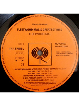 35006194	 Fleetwood Mac – Fleetwood Mac's Greatest Hits	" 	Blues Rock"	1971	" 	Music On Vinyl – MOVLP103, Columbia – 88697723211"	S/S	 Europe 	Remastered	31.05.2010