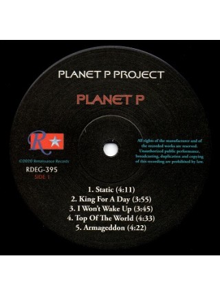 160876	Planet P Project – Planet P, Coloured vinyl (Re 2020)	"	Prog Rock"	1983	"	Renaissance Records (3) – RDEG-LP-395, Renaissance Records (3) – RDEG-395"	S/S	USA