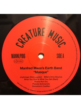 35017364	 	 Manfred Mann's Earth Band – Masque (Songs And Planets)	" 	Prog Rock"	Black, 180 Gram	1987	 Creature Music – MANNLP016	S/S	 Europe 	Remastered	05.01.2018