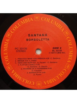 35008557		 Santana – Borboletta	 Latin Jazz, Jazz-Rock	Black, 180 Gram	1974	" 	Speakers Corner Records – PC 33135, Columbia – PC 33135"	S/S	 Europe 	Remastered	23.10.2014