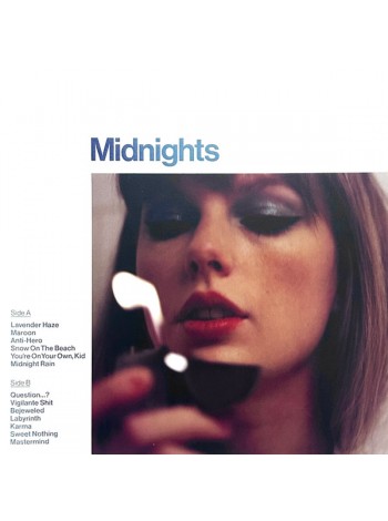 35015422	 	 Taylor Swift – Midnights	"	Synth-pop, Vocal, Indie Pop "	Moonstone Blue Marbled, Gatefold	2022	" 	Republic Records – 2445789825"	S/S	 Europe 	Remastered	21.10.2022