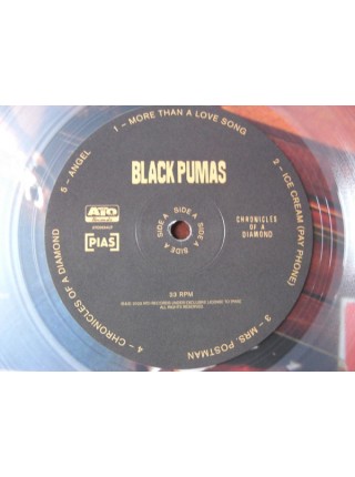 35008004	 Black Pumas – Chronicles Of A Diamond	" 	Psychedelic, Soul, Vocal, Rhythm & Blues"	Clear, Limited	2023	" 	ATO Records – ATO0654LP, [PIAS] – ATO0654LP"	S/S	 Europe 	Remastered	20.10.2023