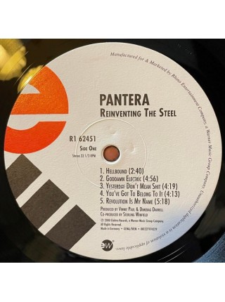 35009574	Pantera – Reinventing The Steel 	" 	Thrash, Heavy Metal, Groove Metal"	Black, 180 Gram, Gatefold	2000	" 	Rhino Entertainment Company – R1 62451"	S/S	 Europe 	Remastered	29.06.2012