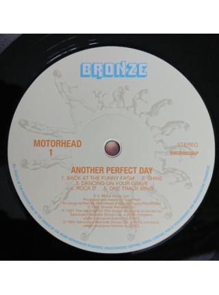 35000545	Motörhead – Another Perfect Day 	" 	Hard Rock, Heavy Metal"	 Album	1983	" 	Bronze – BMGRM025LP, Sanctuary – BMGRM025LP"	S/S	 Europe 	Remastered	9 июн. 2015 г. г. 