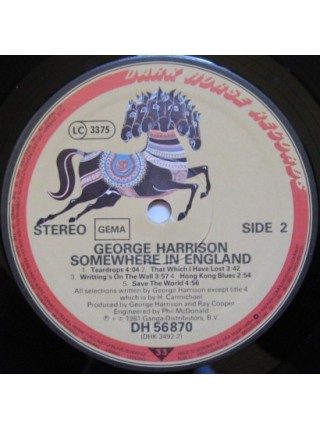 1401320	George Harrison – Somewhere In England	1981	Dark Horse Records – DH 56 870, Dark Horse Records – WB 56 870, Dark Horse Records – DHK 3492	NM/NM	Germany