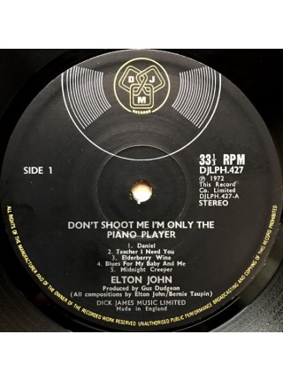 1403387		Elton John - Don't Shoot Me I'm Only The Piano Player	Pop Rock, Classic Rock	1972	DJM Records – DJLPH 427, DJM Records – DJLPH.427	EX+/EX+	England	Remastered	1972