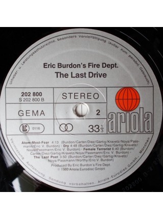 1403407		Eric Burdon – Last Drive	Blues Rock, Funk/Soul	1980	Ariola – 202 800-320, Ariola – 202 800	NM/NM	Europe	Remastered	1980