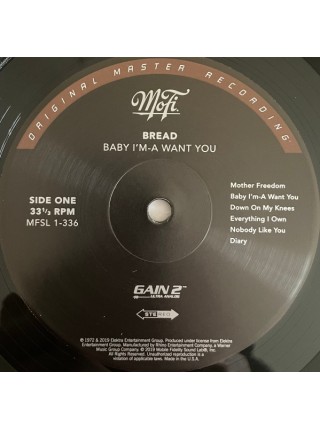 35007160		 Bread – Baby I'm-A Want You (Original Master Recording) 	" 	Soft Rock, Pop Rock"	Black, 180 Gram, Gatefold, Limited	1972	" 	Mobile Fidelity Sound Lab – MFSL 1-336"	S/S	USA	Remastered	28.08.2019