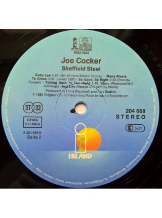 161031	Joe Cocker – Sheffield Steel	"	Pop Rock"	1982	"	Island Records – 204 668-320"	NM/EX	Germany	Remastered	1982