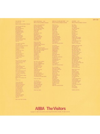 161025	ABBA – The Visitors	"	Pop Rock, Synth-pop"	1981	"	Polydor – 2311 122"	NM/NM	Germany	Remastered	1981