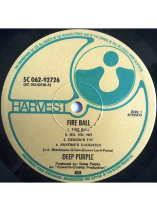 161068	Deep Purple – Fire Ball	"	Hard Rock, Classic Rock"	1971	"	Harvest – 5C 062-92726, Harvest – 1C 062-92 726"	NM/EX+	Netherlands	Remastered	1971