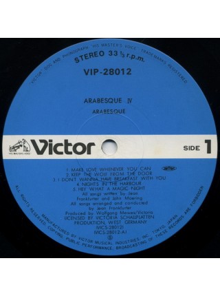 1404835		Arabesque – Arabesque IV	OBI	Electronic, Disco 	1980	Victor – VIP-28012	NM/NM	Japan	Remastered	1980