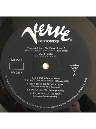 1404853		Diz And Getz – Diz And Getz	OBI	Jazz, Bop 	1955	Verve Records – MV 2517	NM/NM	Japan	Remastered	1975